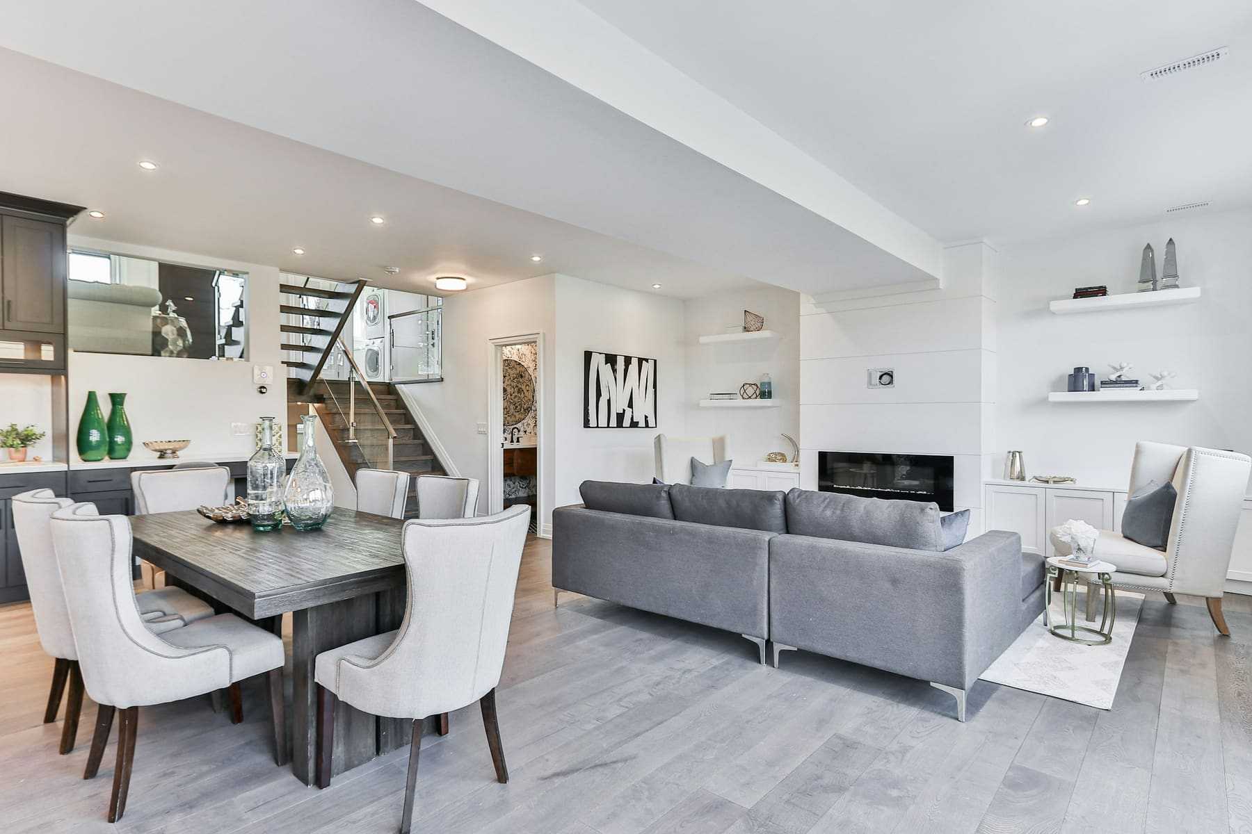 An open-plan living and dining room